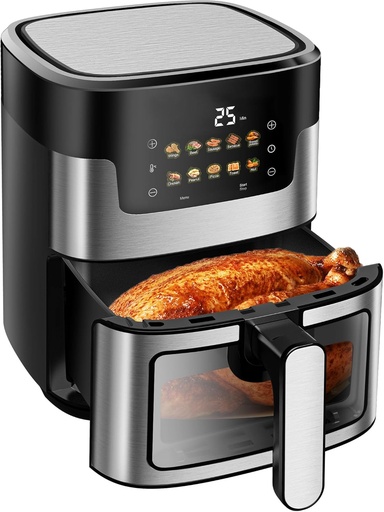 [BRSREAQRPIAQGGQ7] Air Fryer Oven 10 Preset Cookings, Portable Air Fryer w/Large 7.5 QT, Touch Screen, Dishwasher-Safe W/100 Pcs Liners
