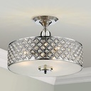 Saint Mossi Semi Modern Flush Mount Ceiling Chandelier, 3-Lights K9 Crystal Ceiling Light Fixture for Dining Room, Livingroom, Bedroom, H11 x D15.4, Chrome Finish