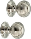 Infinity Decor Pair of Solid Brass Beehive Mortice Door Knobs in Polished Nickel Finish 60mm Round Pull Door Handles Set for Internal and External Doors