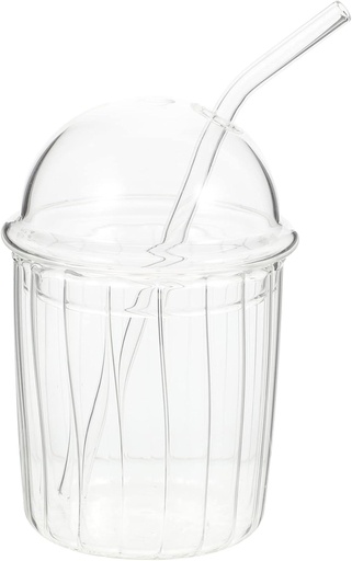[BRSRABIFDIPGOCLP] Alipis Glass Water Cup Lid High Temperature Resistant Milk Tea and Juice Cup Set for Daily Use Portable Straw Bottle for Camping and Travel