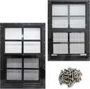 NeatiEase 2 Pack Shed Windows with Black Frame, 12 x 18 Flush Mount Small Window with Tempered Glass and Fiberglass Screen for Shed, Chicken Coop, Playhouse, Household, Garage