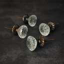 Crystal Glass Cabinet Knobs Glass Knobs with Backplate for Drawer Kitchen Cabinets Dresser Cupboard Wardrobe Pulls Handles - Set of 4
