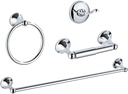 4-Piece Bathroom Hardware Set: Chrome Bathroom Accessory Set, Towel Bar,Towel Ring,Toilet Paper Holder,Robe Hook, Wall Mounted,Optional Installing Longer or Shorter Towel bar