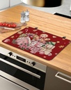 Christmas Countertop Burners Protection Mats for Kitchen, Christmas Gingerbread Man Gift Candy Red Rubber Stove Top Cover Mat, Heat Proof Mats Cooktop Cover for Counter Dish Drying Mat, 24"x21"