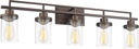 Emliviar 5-Light Rustic Vanity Light Fixture for Bathroom, 36" Farmhouse Bathroom Wall Lighting, Oil Rubbed Bronze Finish with Clear Glass, YCE238B-5W ORB