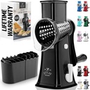 Zulay Kitchen Rotary Cheese Grater 5 Blade Cheese Shredder - Manual Hand Crank Cheese Grater With Reinforced Suction & 5 Interchangeable Drums - Easy to Use, Vegetable Chopper Round Mandoline Slicer