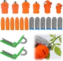 12 Pcs Finger Knife Thumb Knife with Anti-Cutting Garden Silicone Finger Protector for Trim Vegetable Gardening and Kitchen Help, Present for Gardeners (Set B)