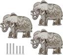 Mizhang Elephant Knobs 3 Pcs Antique Animal Cabinet Drawer Pull Furniture Door Decorative Handle Zinc Alloy Cabinet Wardrobe Closet Dresser Cupboard Pulls Home Hardware Accessories Kitchen (Silver)