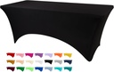 Table Covers for 6 Foot Tables, Black Washable and Wrinkle Resistant Stretch Tablecloths Rectangle 6ft for Events, Wedding, Banquets, Parties