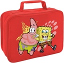 LOGOVISION SpongeBob Patrick and Spongebob Insulated Soft Sided Lunch Box - Reusable Lunch Bag For School Office Work, BPA Free, Red
