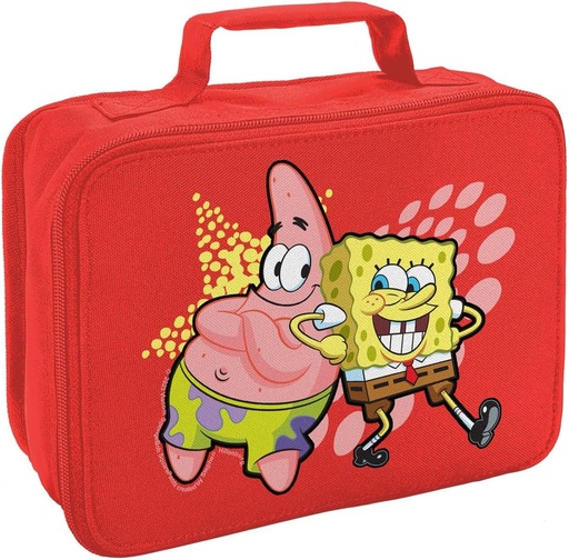 [BRSRAEIOB56GEELG] LOGOVISION SpongeBob Patrick and Spongebob Insulated Soft Sided Lunch Box - Reusable Lunch Bag For School Office Work, BPA Free, Red