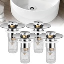 4Pcs Pop Up Sink Drain Strainer, Stainless Steel Bathroom Sink Plug Strainer with Filter Basket, Brass Sink Drain Replacement Stopper, Anti Clogging Basin Sink Drain Filter for 0.9-1.4" Sink Hole