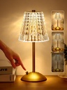 Cordless Lamp, Crystal+Dimmable+3 Colors Rechargeable Lamp, Touch+2000mAh Battery Operated Vintage Ambient Light for Kitchen/Bedroom/Bathroom Shower/Table, Gifts for Teenage Girls, Gifts for Women