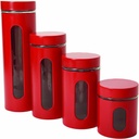 Anchor Hocking Palladian Window Cylinder Jars, Mixed Sizes, Cherry, Set of 4