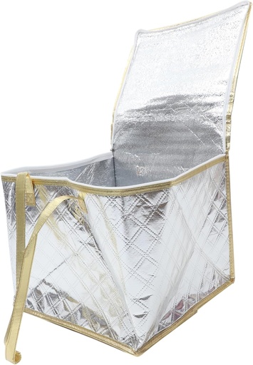 [BRSREHY3OJ6AAHY3] Insulated Thermal Cake Packing Bag Silver Edge Zippered Cooler Bag Portable Handheld Food Storage for Picnic Grocery Seafood and Pizza