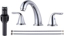 Bathroom Sink Faucet 3 Holes Chrome, ALEASHA Widespread Bathroom Faucet, Bathroom Faucets with Pop Up Drain with Overflow, Washroom Faucets with 304 Stainless Steel Lead-Free Hose