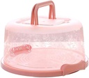 Cake Carrier Portable Cupcake Carrier Transparent Cake Box with Handle 26x22x12.5cm for Food Preservation (Pink)