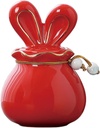Ceramic Rabbit Sealed Jar, Cute Animal-Themed Storage Container, Stylish Home Decor for Tea Leaves, Snacks, Small Items (Red)