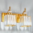 Modern Bathroom Vanity Light 2-Light Gold Crystal Light Fixtures Over Mirror for Bathroom Wall Sconce