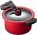 3.5L Pressure Soup Pot, Non-Stick Coating Cooking Pots, Soup Pot with Lid, Glass Lid with Steam Vent Pressure Slow Cooker - Stew Pots,Microwave Cookware(Red)