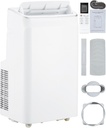 14,000 BTU Portable Air Conditioner 3-IN-1 Quiet AC Unit with Remote Control, Built-in Dehumidifier, Fan, Auto, Sleep Modes, Cools Room up to 750 sq. ft, Exhaust Hose & Window Kit, 24H Timer
