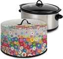 Colorful Daisy Slow Cooker Cover Oval Artistic Cooker Dust Cover Easy to Clean and Store Keep Your Kitchen Appliances Clean after Every Use