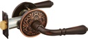 Lancaster Door Set with Turino Lever Handles Left Hand Passage in Oil Rubbed Bronze. Old World Door Knobs.