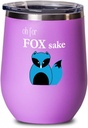 Oh For Fox Sake Tee Wine Tumbler Oh For Fox Sake 12oz, Pink