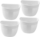 4pcs Wall-mounted Draining Storage Basket Punch-free Bathroom Organizer Sturdy White Plastic Shower Basket for Kitchen Dorm Room and Home