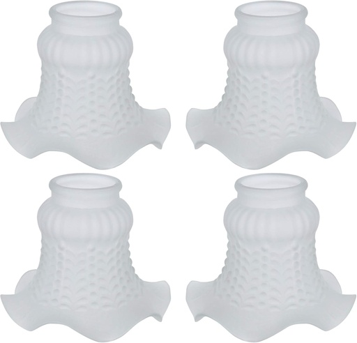 [BRSW2C34PIAQYFAV] Aspen Creative 23097-4A Transitional Style Replacement Floral Shaped Frosted Glass Shade, 2-1/8" Fitter Size, 4-1/8" Height x 5-1/8" Diameter, 4 Pack