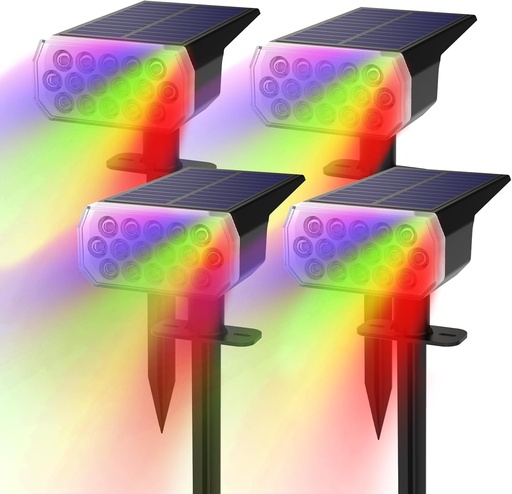 [BRSRAGQZOQHWEHTV] Solar Lights Outdoor Waterproof IP65, 8 Lighting Modes Multicolor Solar Spot Lights Outdoor, Landscape Spotlights for Garden Yard, 4 Pack RGB