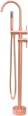 Freestanding Bathtub Faucet Brushed Rose Gold Tub Filler Set Floor Mounted Double Handle Multifunctional Bath Shower Mixer Taps with Hand Shower and Cold and Hot Water