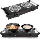 2000W Hot Plate,Portable Electric Stove Countertop Double Coil Burners W/5 Level Temperature Control & Stay Cool Handles, Easy to Clean, Lightweight Cast Iron Electric Stove for RV/Home/Camp 110V