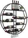 Wall Mounted Round Wine Rack - Black Metal Floating Shelf for Wine Glasses & Goblets - Stylish Storage Display for Bar, Kitchen, or Wine Cellar (60x11x60cm)