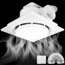 Bathroom Exhaust Fan with Light,130 CFM 1.0 Sones Double Switch Ultra Quiet Bathroom Vent Fan for Home Bathroom Office Hotel,LED 6500K 12w,Fan 25w 110V
