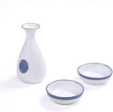Sake Set of Cup Set,Ceramic Cups, Crafts Wine Glasses,3 Pieces Creative Snowflake Glaze Porcelain Japanese Style Hand Painted Traditional Simple Crafts, White