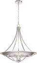 Hunter - Perch Point 4-light Brushed Nickel, Large Pendant Light, Dimmable, Casual Style, Empire Shaped, for Bedrooms, Kitchens, Dining, Living Rooms - 19429
