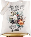 KEYCHIN Photographer Tote Bag Camera Lover Videographer Gifts When Life Gets Blurry Adjust Your Focus Reusable Grocery Bag