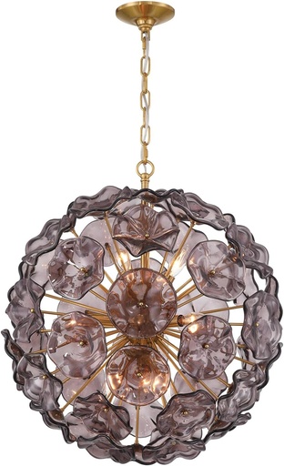 [BRSRAAYLBF5QA3T7] Crystorama Esme 9 Light Aged Brass Pendant