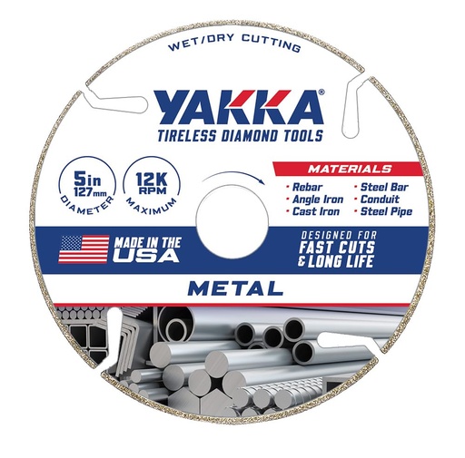 [BRSRA2Y5DMMAYADZ] Yakka 5 Inch Metal Cutting Segmented Diamond Blade cuts a Wide Range of Metals, Made with Advanced Electroplating Technology for a Long Life & Comes with 7/8 inch Arbor and 5/8 inch Reducer Ring