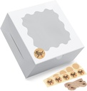 Eupako 6x6x3-Small-Cakes-Boxes - Bakery-Boxes-with-Window-White-Cookie-Boxes-Kraft-Treat-Boxes-Charcuterie-Box for Pastry, Cupcakes, Pie, Donuts