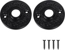 2 Pack Round Door Knob Rosette Plates for Trim Lock, Old Style Mortise Door Knob Backplate Replacement, Vintage Matte Black Knob Plates for Cabinet