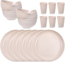 Wheatstraw Dinnerware Set, 18PCS Dinner Plate Cereal Bowl Cup Set, Unbreakable Plates and Bowls Sets, Reusable Dinnerware Sets for Kitchen Travel Camping, Dishwasher Microwave Safe