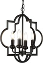 Black Foyer Chandelier (4-Light,15.8 x 18.1),Lantern Farmhouse Pendant Light Fixtures for Dining Room,Living Room,Kitchen Island