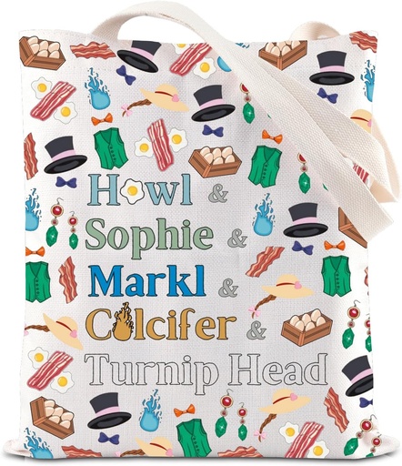 [BRSRAFD6PMMQAA37] FOTAP Howl's Merch Calcifer Lover Gift Tote Bag Anime Lover Gift Sophie Inspire Handbag