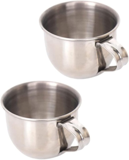 [BRSREEDRCMFGACY4] 1set Small Tea Mugs Rustproof Stainless Steel Water Cups Sake Cups for Milk Easy Clean Store Drinkware 2pcs