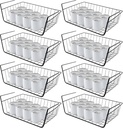 8 Pcs Under Shelf Basket, Hanging Under Cabinet Wire Storage Rack Slides Under Wire Shelves for Counter Pantry Desk Bookshelf,Black