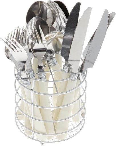 [BRSWIYQPAQAGO3Y7] Gibson Value Sensations 16Piece Stainless Steel Flatware Set, White