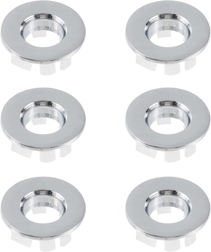 [BRSRAAL3OINGC3I6] Wealrit 6 Pcs Bathroom Sink Basin Trim Ring Sink Overflow Cover Brass Insert in Hole Round Sink Overflow Caps(Chrome)