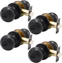 4 Pack Door Knobs with Locks & Keys, Metal Interior and Exterior Door Lock for Bathroom Bedroom Entry, 3 Keys Each Lock, Matte Black Finish, Easy Installation